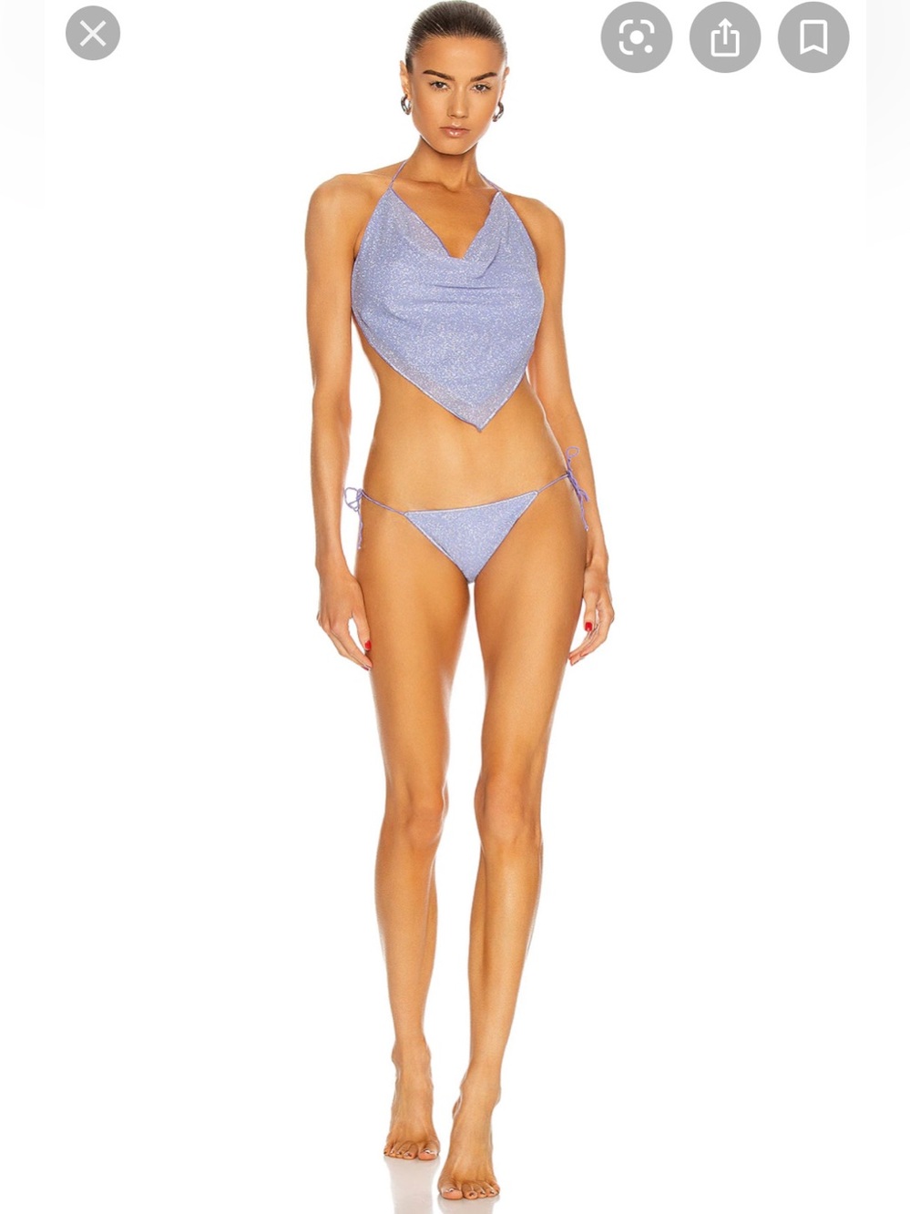 Oseree lavender purple sparkly triangle top bikini set - M